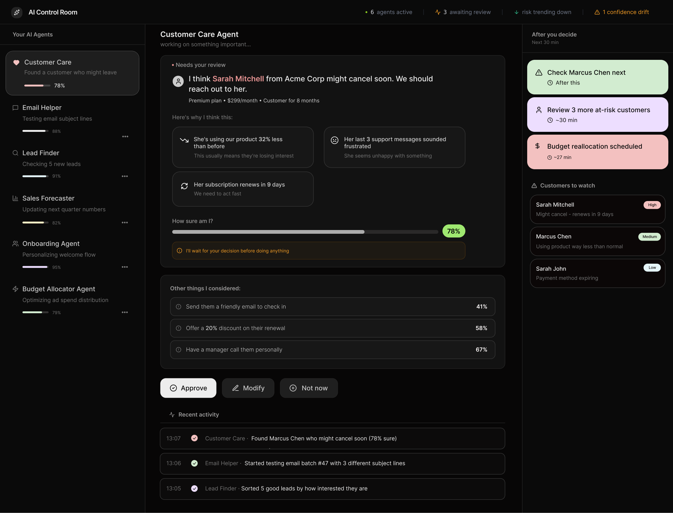AI Command Dashboard — Concept · AI operations interface design by Krishna Sharma